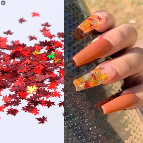 Maple Leaves Shape Nail Art Glitter Flakes 3D - Picture 6 of 7